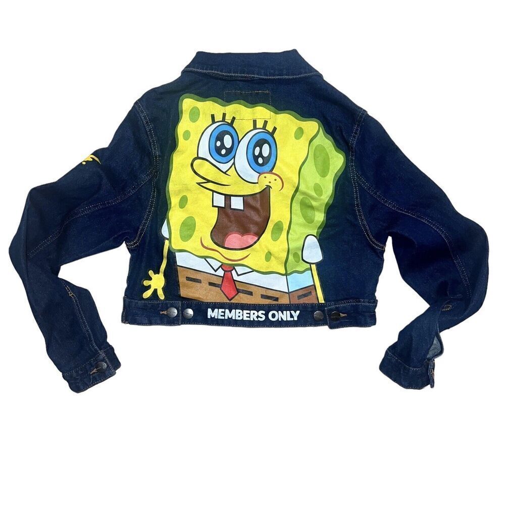 Women’s Members Only X Nickelodeon SpongeBob Square Pants Theme Denim Jacket - Picture 6 of 7